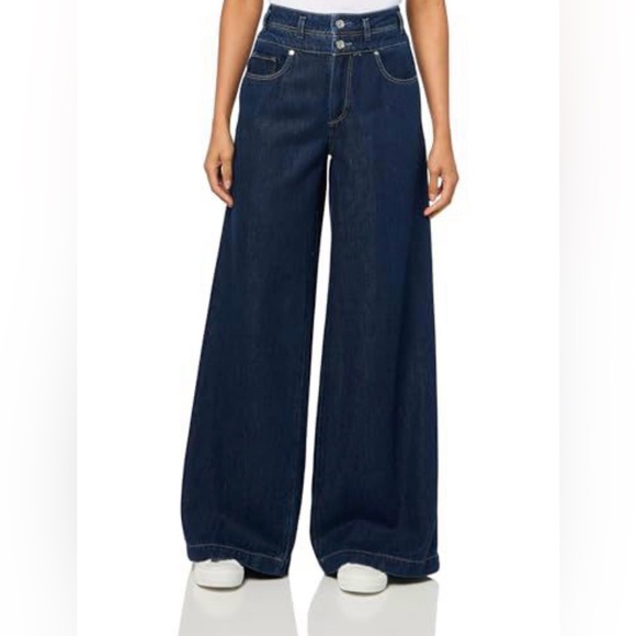 PAIGE Denim - PAIGE Vintage Wide Leg Jeans Dark Wash Size 24 High Rise